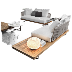 Canapé d'extérieur moderne en <span class=keywords><strong>rotin</strong></span> tressé, fauteuil de loisirs pour villa, jardin, véranda ou cour, mobilier en teck pour les loisirs en plein air - Product Image 1