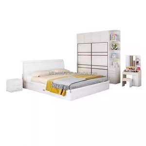 Competitively Priced Wooden Bedroom Furniture Sets Platform <b>Storage</b> <b>Bed</b> <b>With</b> Wardrobe,Vanity & Nightstands For Studio Apartments - Product Image 2