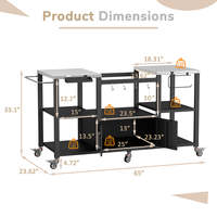 AJUNION Multifunktionaler BBQ-Grillwagen aus Edelstahl, Outdoor-Grillstation und Vorbereitungstisch für Big Green Egg mit 6 Rädern