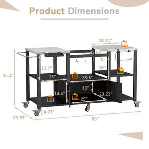 Chariot de barbecue multifonctionnel AJUNION en acier inoxydable, station de barbecue d'extérieur, table de préparation pour support <span class=keywords><strong>Big</strong></span> <span class=keywords><strong>Green</strong></span> <span class=keywords><strong>Egg</strong></span> avec 6 roues - Product Image 6