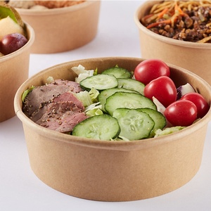 Biodegradable Disposable Food Container Kraft Paper With Lid Takeaway Packaging Microwave Compartments Box