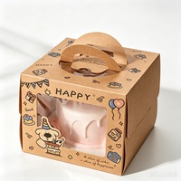 Emballage cadeau pour les fêtes, impression de logo personnalisée, boîte à gâteau d'anniversaire, fenêtre transparente en PET, poignée portable, boîte à pâtisserie, emballage pour desserts