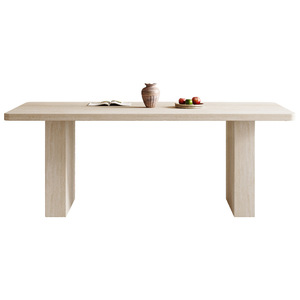 Table à manger et chaises en pierre de travertin de style européen Table à manger rectangulaire au design français Wabi-sabi pour usage domestique - Product Image 5