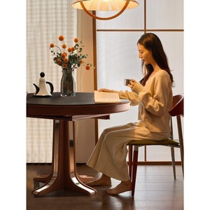 Solid Wood Round Extendable Dining <b>Table</b> For Home And Small Apartments - Product Image 3