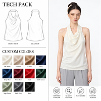 Vente en gros de hauts en satin à col bénitier pour femmes, OEM ODM, couleurs personnalisées, chemisiers sans manches, fabricant de marques privées, fournisseur, usine