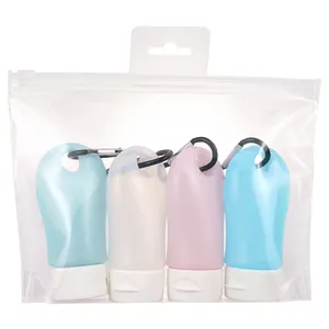 Preço mais baixo 4 em 1 kit de viagem portátil de plástico PE garrafa reutilizável embalagem cosmética conjunto de garrafas de creme facial loção de viagem