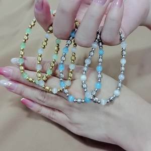 Pulsera de cuentas de elasticidad ajustable chapada en oro de 18 quilates de <span class=keywords><strong>Linsa</strong></span> Fashion, nuevo accesorio hecho de acero inoxidable que no se decolora - Product Image 4