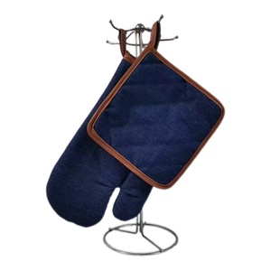 Resistente al calore stampa in tela di cotone <span class=keywords><strong>guanti</strong></span> da <span class=keywords><strong>forno</strong></span> e set di pentole in Denim da cucina <span class=keywords><strong>guanti</strong></span> per la cottura barbecue e lavoro - Product Image 6