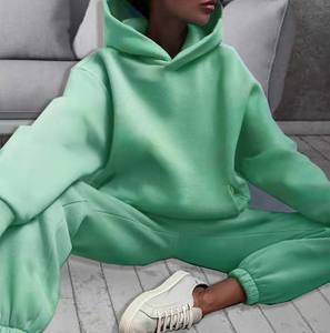 Haute qualité hiver 2 pièces en gros sweats unisexe sweats à capuche unis filles sweats à capuche et sweats femmes à capuche et pantalon <span class=keywords><strong>ensemble</strong></span> - Product Image 1