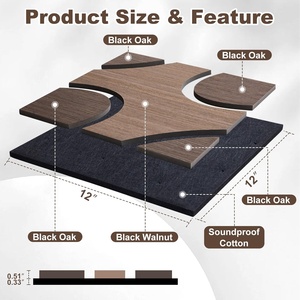 Panneaux muraux acoustiques modernes en bois avec motif géométrique 3D en forme de haricot et de cœur, en feutre PET noir, pour projets de rénovation de bureaux et de maisons - Product Image 2