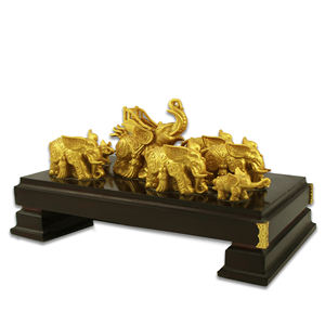 Figura Decorativa de Elefante Dorado en 3D, Estatua de Metal Fundido de 19 cm, Recuerdo para Decoración del Hogar - Product Image 1