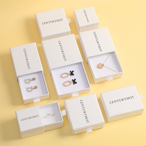 9x9cm Personalized Sliding Jewelry <b>Box</b> Drawer Cardboard Necklace and <b>Earrings</b> Packaging <b>Box</b> Custom Logo Gift <b>Box</b> - Product Image 2