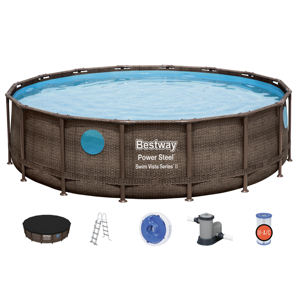 <span class=keywords><strong>Bestway</strong></span>-Piscina <span class=keywords><strong>redonda</strong></span> de ratán 56725, bomba de filtro estándar europeo, grande, para exteriores - Product Image 1