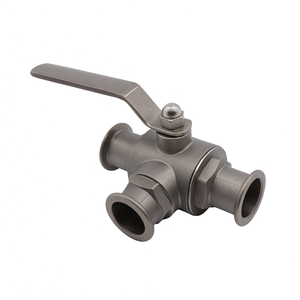 Válvula de bola sanitaria con brida de 3 vías y puerto en L DN20 3/4" de bronce con maneta manual, grado alimenticio, OEM, para pedidos urgentes COVNA - Product Image 3