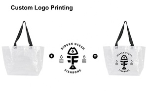 Bolsa de Mano Transparente Laminada de PP Tejido con Patrón de Letras, Logotipo Personalizado, Bolsa de Compras Extra Grande para Viajes - Product Image 5
