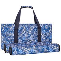Sac de Mahjong américain bleu Paisley, sac à main multifonctionnel de grande capacité, portable pour les voyages et les loisirs, rangement pour Mahjong