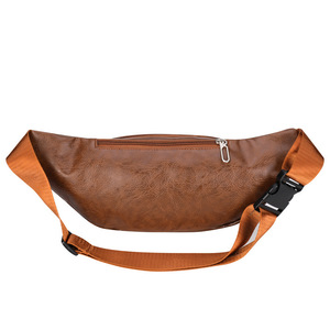 Huang Lei Men's PU Leather Waist Bag Multi Functional Waterproof Crossbody Chest Bag With Belt Shoulder Strap Solid Color - Product Image 5
