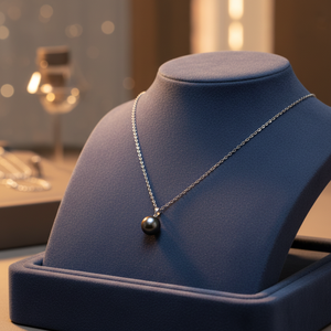 Bijoux fins aristocratiques européens collier femme designer <span class=keywords><strong>argent</strong></span> 925 France Tahiti collier <span class=keywords><strong>de</strong></span> perles noires naturelles pendentif - Product Image 5