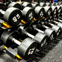 Haltères commerciaux en caoutchouc pour musculation, poids libres pour salle de sport à domicile, de 5 à 100 lb, haltères ronds