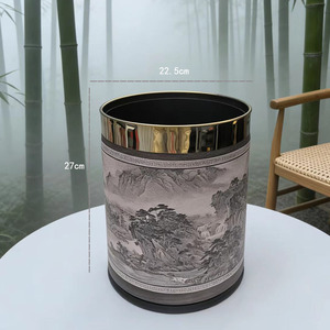 Cubo de Basura Estilo Chino de 12L, Cilíndrico, con Pedal, para Interiores, Decoración del Hogar y Sala de Estar - Product Image 2