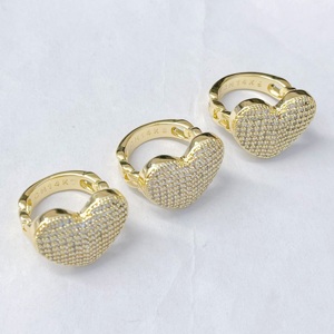 Anillo de Corazón de Lujo al por Mayor JML, Anillo de Diamantes Brillantes, Oro Laminado de <span class=keywords><strong>14K</strong></span>, Anillo de Piedras Preciosas de Alta Calidad Estilo Hip-Hop, Joyería de Oro Laminado - Product Image 5