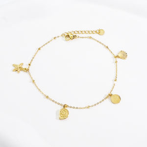 स्टेनलेस स्टील ब्रेसलेट महिला गहने समुद्र तट एंडी आकर्षण ट्रेंडी खोल समुद्र तट फुट श्रृंखला - Product Image 1