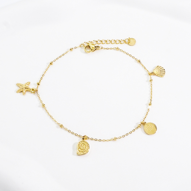 Stainless Steel Bracelet Women Jewelry Sea Beach Anklet DIY Charm Trendy Shell Bead Beach Foot Chain