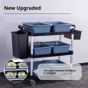 Restaurant commercial Tube en aluminium 3 niveaux dîner en plastique Service alimentaire chariot de service chariot - Product Image 2