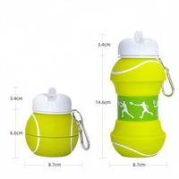 Bouteille d'eau pliable en silicone pour enfants, motif football, avec logo personnalisé, pour le sport et les voyages