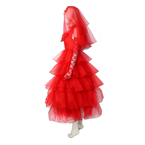 Lydia Cosplay vestido de malla roja disfraz <span class=keywords><strong>fantasía</strong></span> para adultos vestidos de novia rojos mujer Halloween carnaval fiesta disfraces - Product Image 3