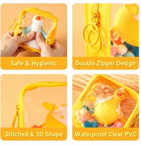 Sac cadeau jaune transparent avec fermeture éclair, pochette mignonne en forme de canard, jouet anti-stress, emballage personnalisé pour enfants et adultes - Product Image 3