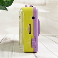 Lecteur de cassettes miniature rose transparent personnalisable ELETREE avec radio FM et écouteurs