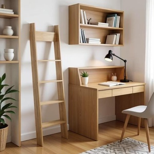 4-Tier <strong>Leaning</strong> <strong>Ladder</strong> <strong>Shelf</strong>, Wooden Wall Mounted Storage Rack for Living Room, Bedroom, Bathroom - Product Image 5
