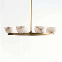 Lustre suspendu en albâtre espagnol de style américain moderne et luxueux pour salon, chambre, salle à manger, villa, maison