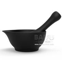2025 ensemble de mortier et de pilon en fonte pré-assaisonnée de nouvelle conception pour épices de cuisine et pesto