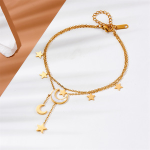 Edelstahl-Fußkettchen für Damen mit Fortschrittlichem Modestil und Einfacher Goldplattierung, Vielseitiges Sommerkollektions-Geschenk für Europa und Amerika - Product Image 1