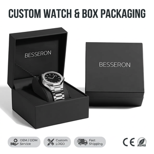 Boîte de rangement et de présentation de montre en cuir PU, légère, carrée, de luxe, fabriquée à la main par le fabricant, avec logo, pour voyage et cadeau - Product Image 1