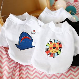 Teddy Bichon kaos putih baju anjing baju katun lengan pendek musim panas pakaian hewan peliharaan nyaman bernapas dengan pola cetak kustom - Product Image 2