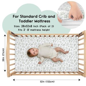 Baby <strong>Crib</strong> Sheets for Boys Girls Fitted <strong>Crib</strong> Sheet 2 Pack for Standard <strong>Crib</strong> Super Soft - Product Image 2