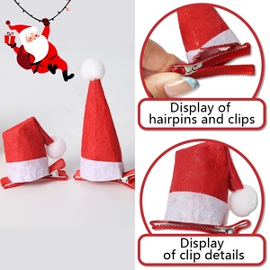 Mini-chapeaux <span class=keywords><strong>de</strong></span> Père Noël en plastique 3D mignons, pinces à cheveux, 2 styles, pinces crocodiles pour cadeaux <span class=keywords><strong>de</strong></span> fête pour enfants - Product Image 4