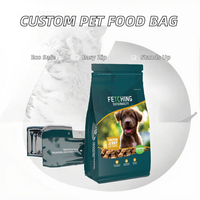 Sacs à fond plat personnalisés et colorés en PET/AL/LDPE imprimés par gravure avec fermeture éclair pour l'emballage de friandises pour chiens (viande de poulet séchée)