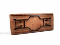 Tables de banquet rectangulaires pliantes en bois avec design à panneaux pour mariages champêtres, salles à manger domestiques et hôtels