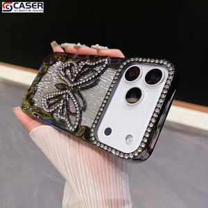 Coque <span class=keywords><strong>de</strong></span> <span class=keywords><strong>téléphone</strong></span> souple avec strass papillon creux grand format, effet vague d'<span class=keywords><strong>eau</strong></span> et placage scintillant pour iPhone 11 12 13 14 15 16 17 18 Pro Promax Air - Product Image 3