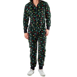 Listo para enviar Ropa para el hogar <span class=keywords><strong>en</strong></span> existencias Pijamas para hombres Ciervo Muñeco de nieve Raya Estampado navideño personalizado Pijamas de una pieza para adultos - Product Image 3