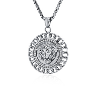 New yunnique hip-hop jewelry, 18K gold plated, imposing lion head stainless steel necklace, Dongguan manufacturer. - Product Image 5