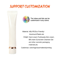 Tube cosmétique de luxe à bouchon souple avec bordure dorée, embout long, en plastique, diamètre 30 mm, logo personnalisé
