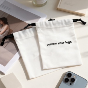 Sac de rangement pour chaussures en coton réutilisable et écologique, avec logo personnalisé imprimé, en coton biologique naturel, avec cordon de serrage, pochette cadeau en coton mousseline - Product Image 3