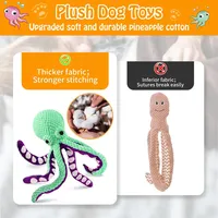 Jouet en peluche pieuvre couineur pour chien et chat, indestructible, à mâcher pour les dents, interactif, sonore, anti-stress, anti-ennui, sans piles incluses