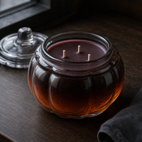Arovi - Bougie en verre en forme de citrouille d'Halloween 430g, bougie parfumée d'automne avec logo personnalisé, boîte cadeau de luxe pour la décoration de Thanksgiving