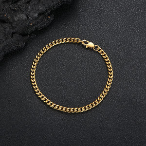 Pulsera de Eslabones Cubanos de Acero Inoxidable, Chapada <span class=keywords><strong>en</strong></span> <span class=keywords><strong>Oro</strong></span> de 18K, Antideslustre, Joyería Hip Hop para Hombre, Suave y Cómoda de Usar - Product Image 2